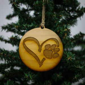 Puppy Heart Wood Ornament