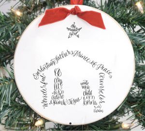 Manger Handlettered Christmas Ornament