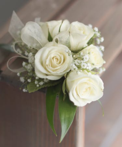 classic white tea rose wrist corsage