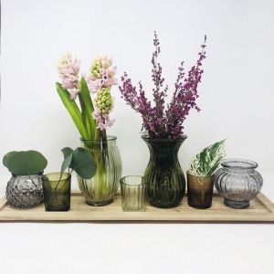 Green Grey & Amber Vase Set