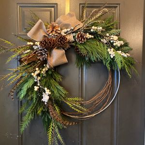 Winter Forest Fresh Hoop Wreath