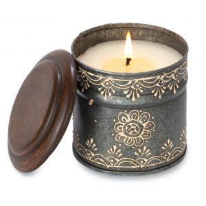 Ancient Philosophy Hand-Painted Artisan Tin Candle